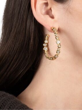 Asterales Large Hoop Earrings Gold Clear C Z NEW Alexis Bittar JL25